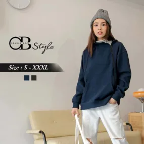 DRAWSTRING COLLAR LONG SLEEVE POCKETS HOODED TOPS